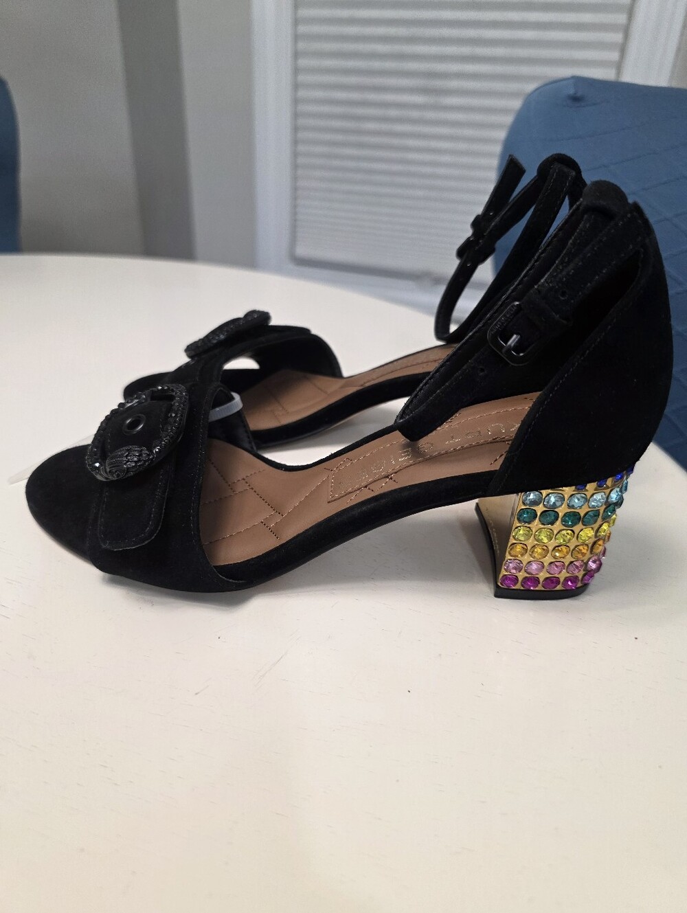 Kurt Geiger Mayfair Embellished Mid Block Heel Sandals US 6 EU 36